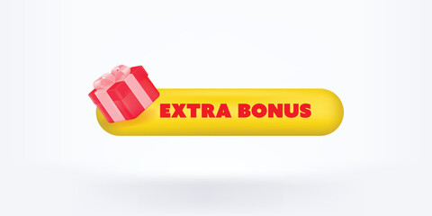 Wall Mural - vector illustration extra bonus label with red gift box. modern yellow web banner.
