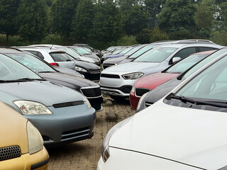 Wall Mural - View of many different cars in parking lot