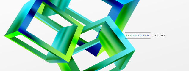 3D cube shapes vector geometric background. Trendy techno business template for wallpaper, banner, background or landing