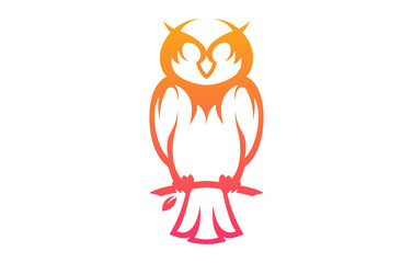 Leinwandbilder - Owl Bird On a Twig Logo Design Template