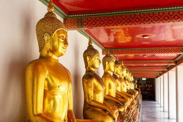 Wall Mural - many of golden buddhas