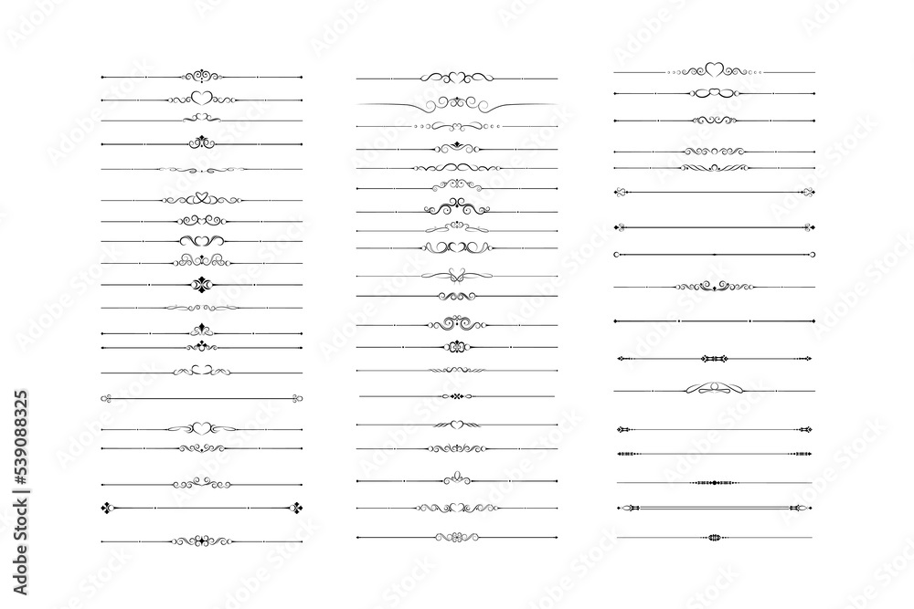 Rustic Divider Line Classical Ornamental Divider Lines Bundle Stock Vector | Adobe Stock
