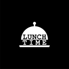 Sticker - Lunch time icon isolated on dark background