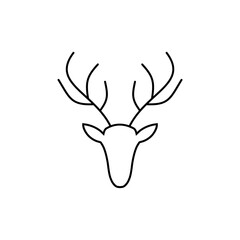 Deer head with antlers line icon isolated on white background
