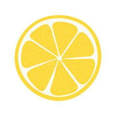 Wall Mural - A fresh half of a lemon, highlighted on a white background. Organic fruits. Cartoon style. Vector illustration