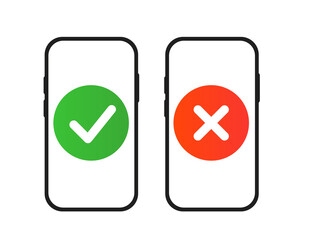 Poster - A phone with a button and a cross. Vector illustration