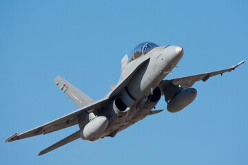 Wall Mural - Avión de combate bimotor maniobrando f-18 hornet