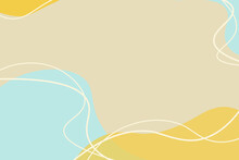 Simple Free Space Background With Pastel Blue And Yellow Irregular Shapes And Wavy White Lines
