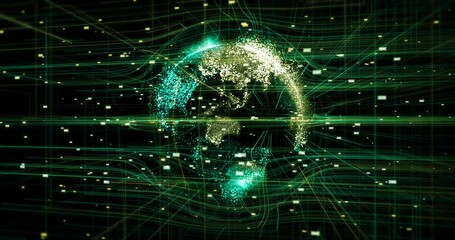 Wall Mural - Digital earth rotating slowly. Social network concept. Technology related 3d animation.