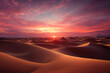 Panorama banner  of Captivating Sahara Desert panorama at sunset, showcasing undulating sand dunes bathed in golden hues, perfect for travel, nature, and adventure theme  