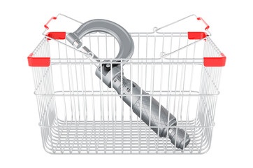 Poster - shopping basket with micrometer, 3d rendering