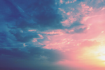 Poster - Dramatic sky at sunset. Colorful cloudy sky