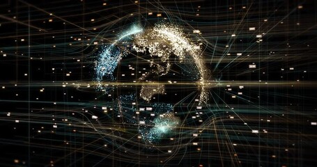 Wall Mural - global network expanding. planet earth covered with fiber optics. technology related 3d animation.
