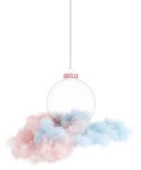 Leinwandbilder - Empty Christmas ball with smoke clouds. 3d element with transparent background.