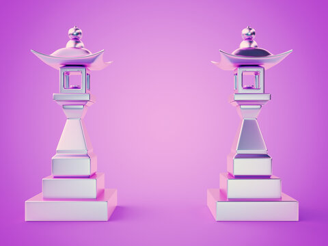3d rendered illustration of chrome lanterns