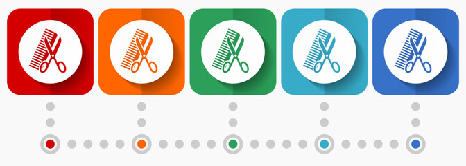 Aufkleber - Hair salon vector icons, infographic template, set of flat design barber symbols