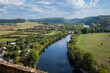 the river Dordogne with the hilly landscape in France seen from the castle beynac