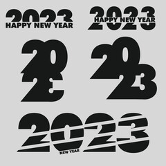 Wall Mural - 2023 design set. Big Set of 2023 text design pattern. Collection of logo 2023, Happy New Year and happy holidays. Minimalist templates with typography for celebration. Vector illustration.