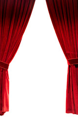 Red stage curtain with white background