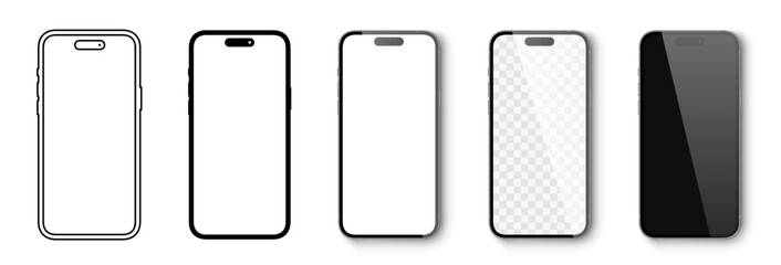 Wall Mural - realistic models smartphone with transparent screens. smartphone mockup collection. device front vie