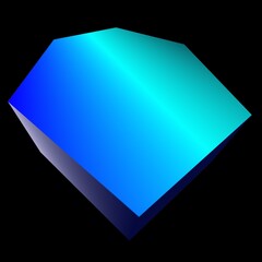 Sticker - gradient blue neon three-dimension hexagonal prism on the black background