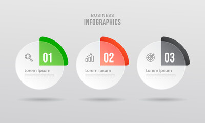 Wall Mural - infographic design with icons and 3 options or steps. vector gradient design with transparent style,