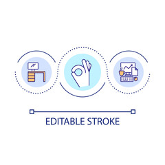 Fototapete - Comfortable workplace loop concept icon. Conveniences for corporate employee. Order on desk abstract idea thin line illustration. Isolated outline drawing. Editable stroke. Arial font used