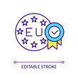 European validation RGB color icon. International verification. EU permit. Official certificate. Isolated vector illustration. Simple filled line drawing. Editable stroke. Arial font used