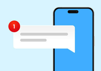 Aufkleber - New message notification concept on realistic smartphone mockup. New email pop up. Incoming, open messaging. Chatting, mail, post, letter symbol, sign, emblem with new notification for UI UX website