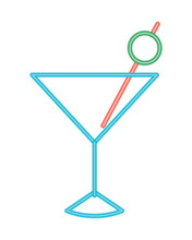 Neon Martini Cocktail Icon