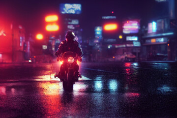 Poster - Guy on the bike in night