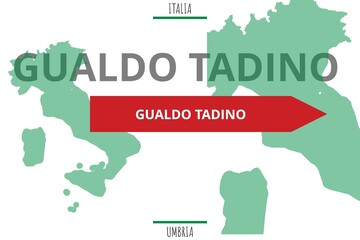 Gualdo Tadino: Illustration mit dem Namen der italienischen Stadt Gualdo Tadino