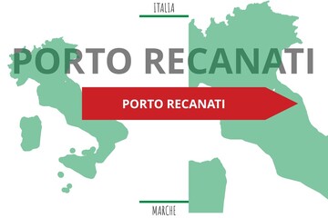 Porto Recanati: Illustration mit dem Namen der italienischen Stadt Porto Recanati