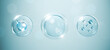 canvas print picture - cosmetic moisturizer water molecule, Cosmetic Essence, Liquid bubble, Molecule inside Liquid Bubble on water background, 3d rendering