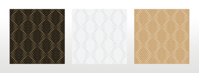 Geometric set of seamless colored patterns. Simpless vector graphics