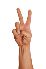 Wall Mural - gesture series: hand shows two fingers.