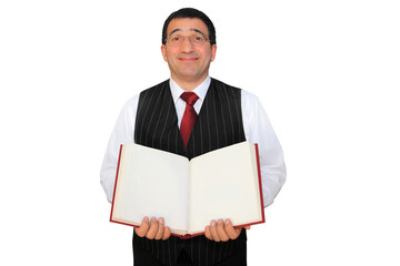 Wall Mural - gesture series: waiter holds menu.