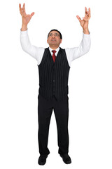 Wall Mural - gesture series: manager reaches up symbolically.