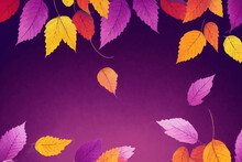 Purple Falling Autumn Leaves Background