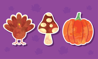 Wall Mural - thanksgiving icon set