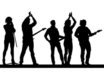 Wall Mural - Concert of rock band on a white background