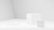 © ad_stock - Abstract rendering 3d shape for products display presentation. Modern white cube pedestal podium with empty room.