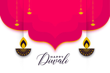 Poster - traditional shubh deepavali banner with hanging lamp vector