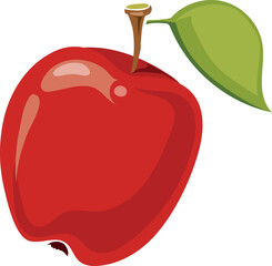 Wall Mural - Ripe juicy apple. Cartoon red fruit icon