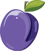 Plum Icon. Purple Fruit Icon. Sweet Food