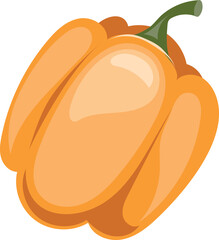 Sticker - Bell pepper icon. Cartoon yellow fresh vegetable