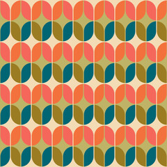 Aesthetic mid century printable seamless pattern with retro design
