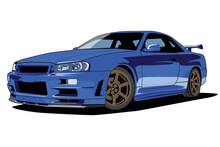 Blue Race Car Illustration Vector Design