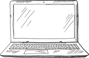Aufkleber - Laptop front view. Hand drawn notebook sketch