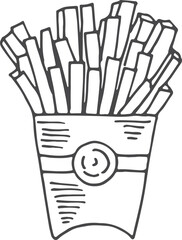 Poster - French fries pack sketch. Fast food icon